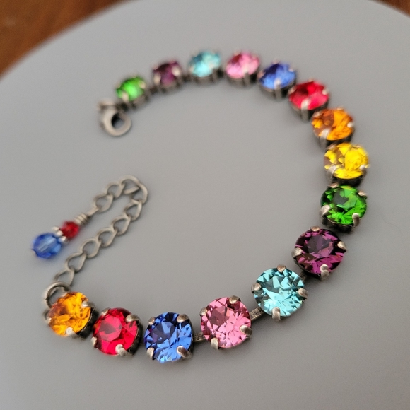 Austrian Crystal Tennis Bracelet in Antique Silver - Picture 3 of 10